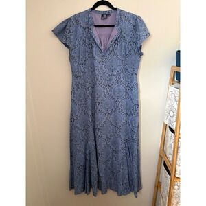 Madison Mathews Grace Maxi Dress Dusty Sky Bloom Print Size XL Floral Feminine